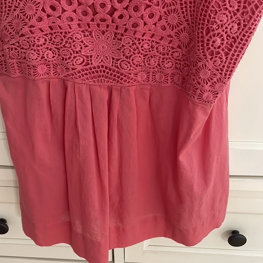 Loft sleeveless embroidered scoop neck top color Salmon - Picture 5 of 6
